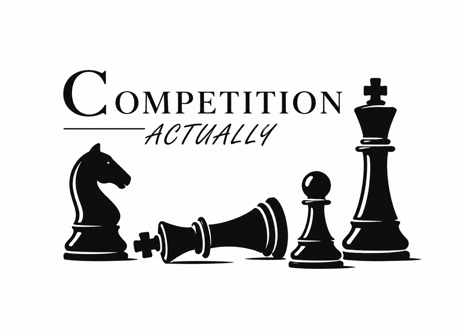 Chess pieces with the title "Competition Actually," representing strategy and regulation in competition law.