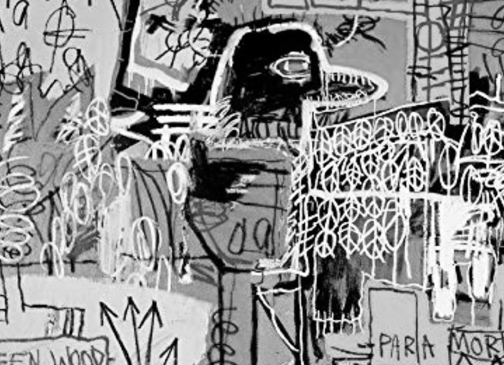 Abstract black and white artwork featuring chaotic lines and shapes, evoking a sense of urban complexity and creativity.
